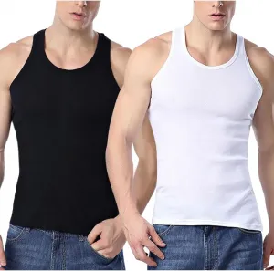 Компрессионный топ мужской 2 шт, мягкий хлопковый, без рукавов, L-4XL