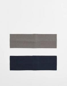 Набор из 2 широких трикотажных повязок на голову Weekday темно-синего и темно-серого цветов