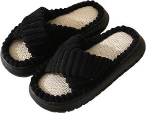 Женские тапочки с эффектом памяти для дома и спальни, вельветовые, как облако, с поддержкой свода стопы, для носки дома и на улице, для невесты, для больницы, с подошвой из ЭВА, противоскользящие, для медсестер, при плантарном фасциите Baimiu, черный