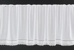 Шторы Kranzusch, шторы для кафе, батист с кружевом крючком, 57x31,5 см (В/Ш), белые, шторы для бистро, кухонные шторы, 1 упаковка Gardinen Kranzusch