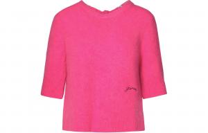 GANNI Свитер с открытой спиной и ворсом, Сливово-красный