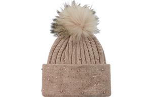 Женская шапка бини ELLE, розовый серый