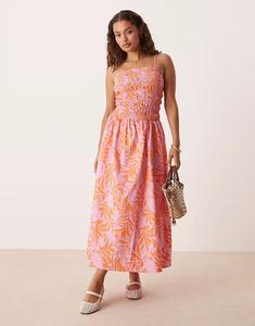 Платье JDY Petite с присборенной юбкой макси с розовым цветочным принтом