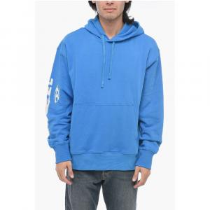 Толстовка с капюшоном из матового хлопка S-MACS-G7 с принтом Diesel, Light Blue