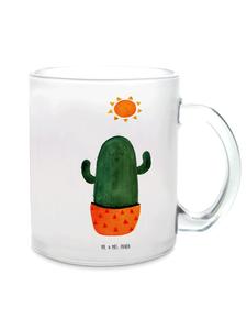 Прозрачная кружка с рисунком кактуса и солнца, без слогана. Mr. & Mrs. Panda