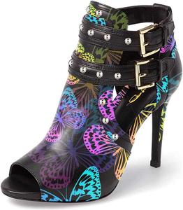 Женские шикарные ботильоны XYD с открытым носком, высокие каблуки, застежка на пряжку, двойные ремешки, вырезы, модная обувь для вечеринок, Butterfly