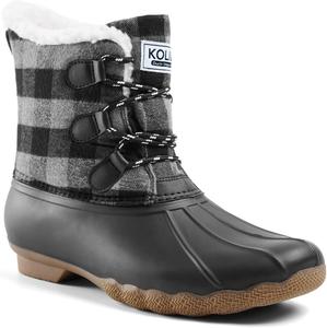 Avanigo Женские зимние ботинки из утиного материала, водонепроницаемые, для холодной дождливой и снежной погоды, черная клетка