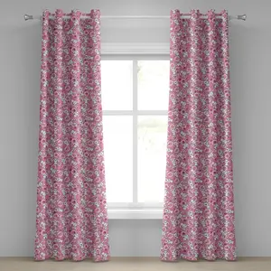 Шторы-люверсы ABAKUHAUS в стиле аниме, забавный кавайный рисунок с милым кроликом, шутящим в стиле зверь, декоративные двухпанельные шторы, 280 x 225 см, цвет белый/розовый