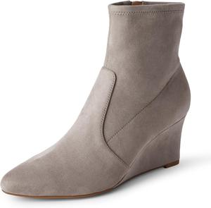 Женские ботильоны Amazon Essentials на танкетке с застежкой-молнией, Taupe Wildlederimitat