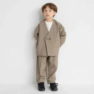 Комплект из двух предметов: пиджак без воротника и зауженные брюки Branshes, цвет Beige