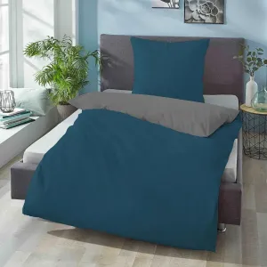 Двустороннее постельное белье Linon UNI, размер 200x200/2x80x80 см, кобальтово-синий Biberna