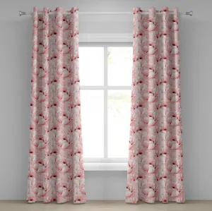 Шторы на люверсах ABAKUHAUS с акварельным рисунком, винтажные, нарисованные вручную, милые цветы, природа, весенние, сезонные мотивы, декоративные, двухпанельные, 280 см x 260 см, светло-розовые Abakuhaus