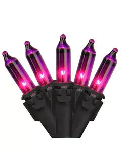 Набор из 50 фиолетовых мини-гирлянд с шагом 2,5 дюйма, черный провод Northlight, purple