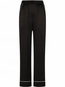 Атласные пижамные брюки с контрастной отделкой DOLCE & GABBANA, черный
