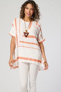 Хлопковый топ с диагональным швом и колье Saloos, розовый