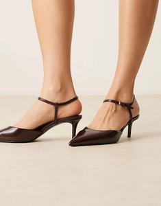 Туфли Mango с ремешком на щиколотке и острым каблуком вишневого цвета