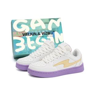Скользостойкие износостойкие низкие скейтерские кеды унисекс WELKIN&WZWJ, фиолетовый