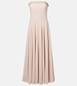 Платье миди Aldina из крепа с кристаллами Costarellos, Cream 018