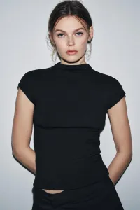 Топ с высоким воротником Zara, черный