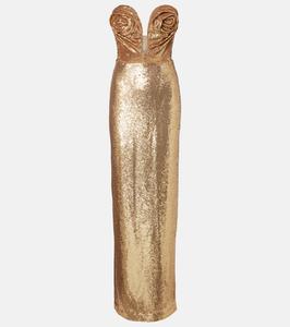 Платье с пайетками Carolina Herrera, Gold