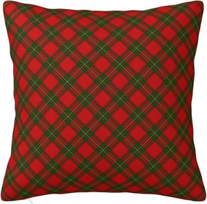 Paruiny Чехол для подушки Macgregor Tartan Red Green Plaid двусторонний пушистый с потайной молнией White