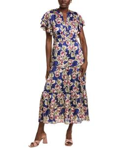 Джулия Джордан Сатиновое Макси-платье Julia Jordan, синий