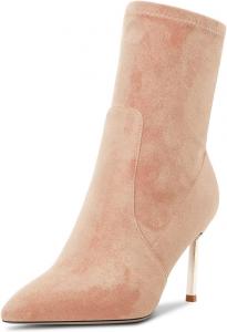 Женские ботильоны Castamere с заостренным носком на высокой шпильке, короткие ботинки на каблуке 3,3 дюйма, на молнии, классические для свадьбы, Beige