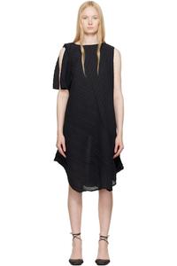 Черное мятое и перекрученное мини-платье ISSEY MIYAKE