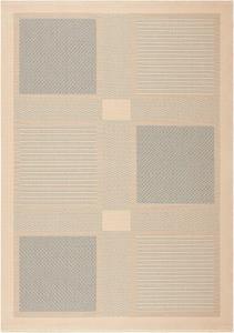Ковер SAFAVIEH, 201 x 290 см, Washable Rug Outdoor Courtyard Collection - Natural & Blue, без линьки и легкий в уходе, идеален для патио, заднего двора, прихожей (CY1928-3101)