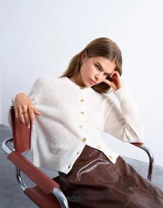 Легкий вязаный кардиган Topshop цвета овса