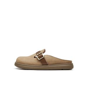 DAPHNE Женские замшевые тапочки с резиновой подошвой и закрытым носком в верблюжьем цвете, цвет Camel