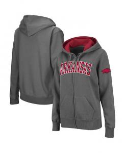 Женская темно-серая худи с молнией во всю длину Arkansas Razorbacks с арочным названием Colosseum, серый