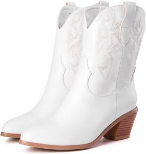 Классические белые женские ковбойские сапоги MRKEWUNEY с остроконечным носком