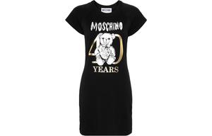Женское черное короткое платье с рукавами MOSCHINO