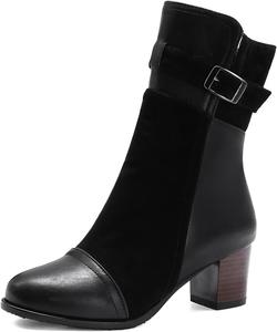 Женские элегантные ботильоны VOKLIN с круглым носком, пряжкой и молнией, грубым толстым высоким каблуком, короткие вечерние ботинки