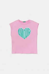 Детская хлопковая футболка United Colors Of Benetton, розовый