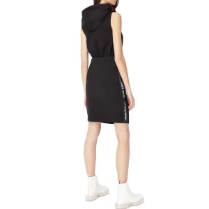 EMPORIO ARMANI Безрукавное платье женское черное с капюшоном умеренно короткое