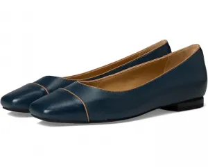 Балетки-лодочки Harbor Flat из темно-синей и коричневой кожи с квадратным мысом HAWK241 Trotters