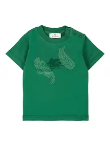 Футболка с короткими рукавами и принтом пейсли ETRO KIDS, зеленый