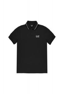 Поло EA7 с контрастными деталями, черный