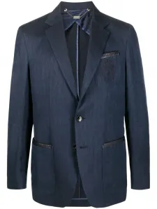 Однобортный пиджак с вышитым логотипом Billionaire, синий