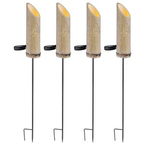 Комплект из 4 светодиодных уличных светильников из бамбука коричневого цвета Globo Lighting, коричневый