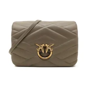 Классическая сумка-мессенджер из овечьей кожи Love Click Puff Pinko, зеленый