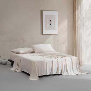 Calvin Klein Комплект постельного белья King (198x203 см), наволочки и простыня на резинке, из мягкого хлопкового меланжевого трикотажа, современный розовый меланж