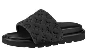 Шлепанцы женские Louis Vuitton с узором, черный