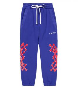 Хлопковые спортивные штаны с принтом Amiri, синий