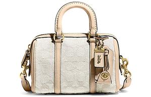 Тканевая сумка Boston из жаккардовой ткани Ruby с элементами из коровьей кожи, женская маленькая розовая, через плечо, кроссбоди COACH