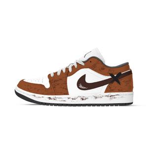Jordan Кроссовки Air 1 Depth Space устойчивые к истиранию низкие винтажные баскетбольные Unisex Brown White