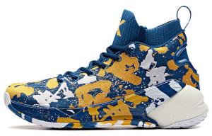 Баскетбольные кроссовки KT4 мужские высокие сине-желтые Anta