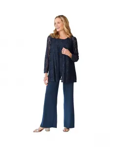 Женский комплект Within из 3 предметов: кружевной жакет/топ/брюки Woman Within, синий